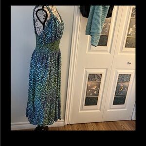 💗Bali Blue and Green Midi Dress